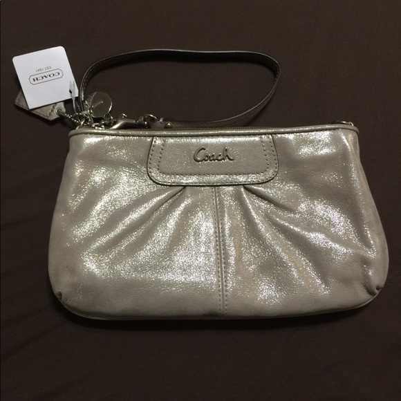 Coach Handbags - Coach F47527 Pewter Lg Leather Wristlet